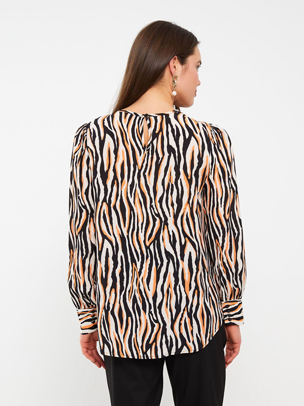 Crew Neck Patterned Long Sleeve Maternity Blouse -S3AN92Z8-LQY