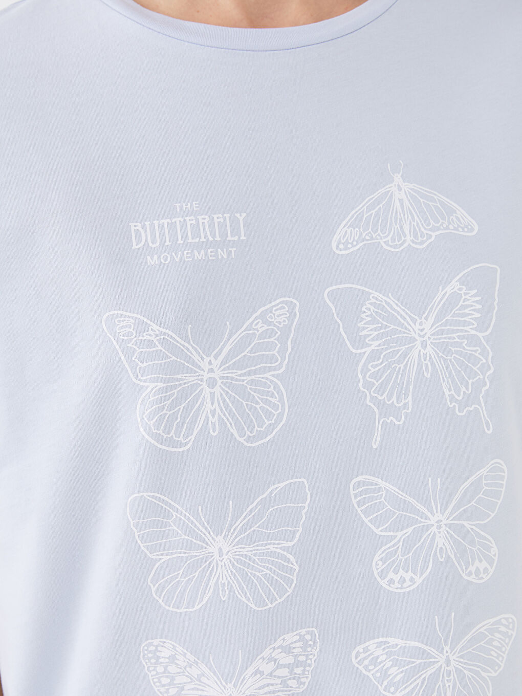 Mavi Bisiklet Yaka Baskılı Kısa Kollu Kadın Tişört-3