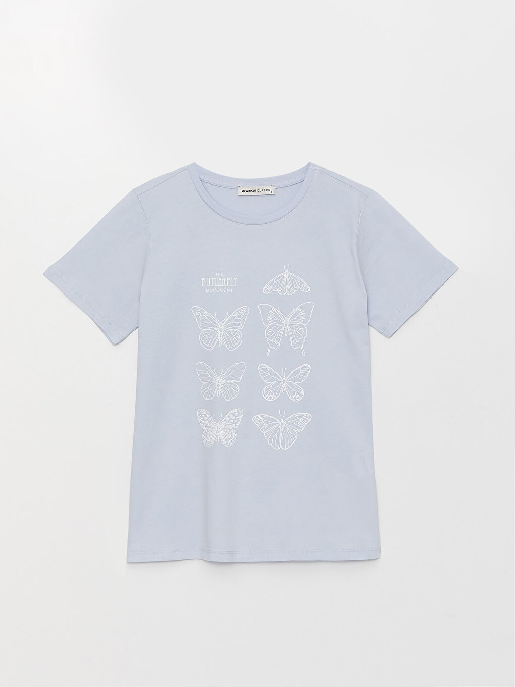 Mavi Bisiklet Yaka Baskılı Kısa Kollu Kadın Tişört-5