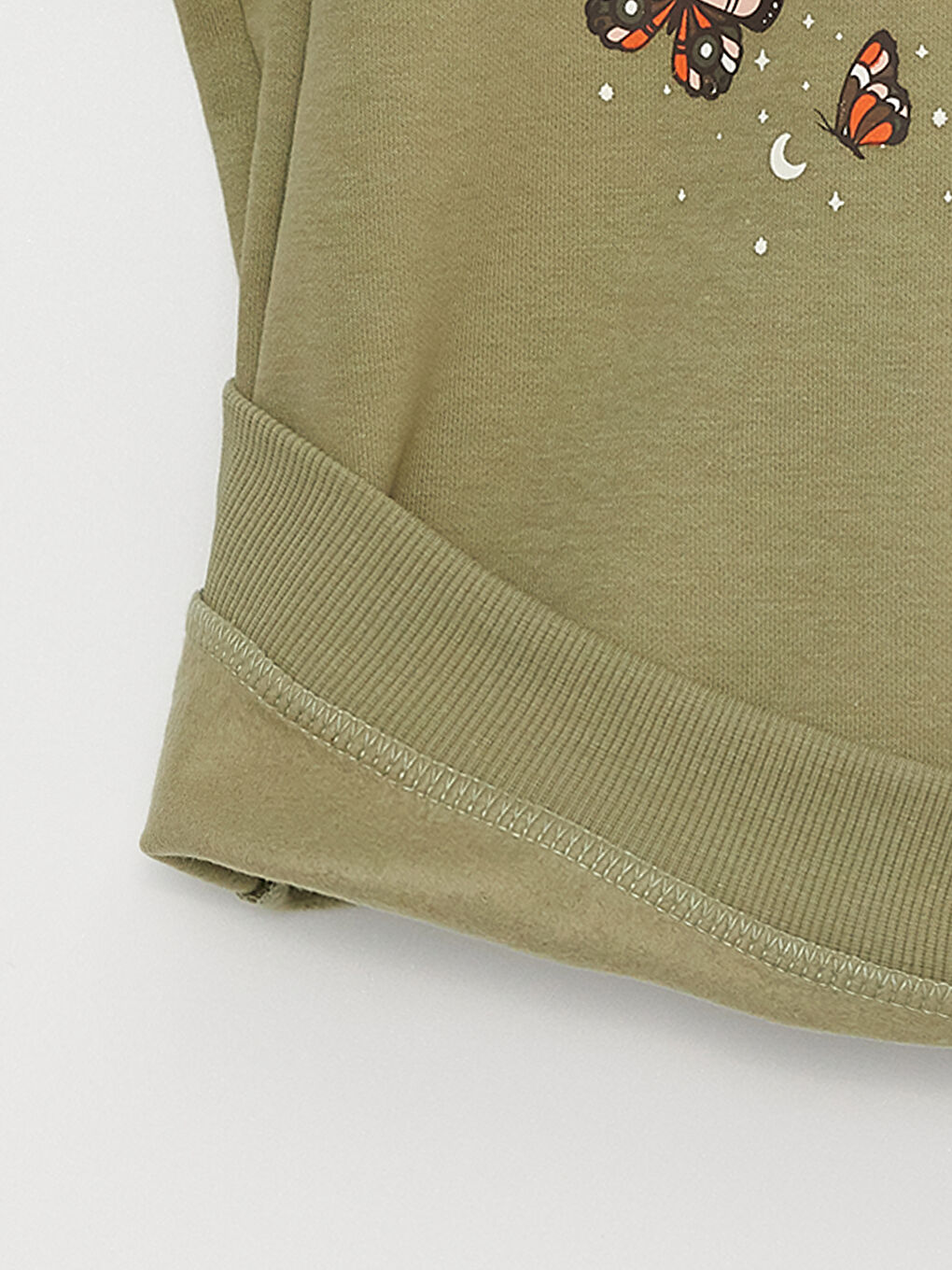 Қыздарға арналған ұзын жеңді принтті дөңгелек жағалы свитшот-2