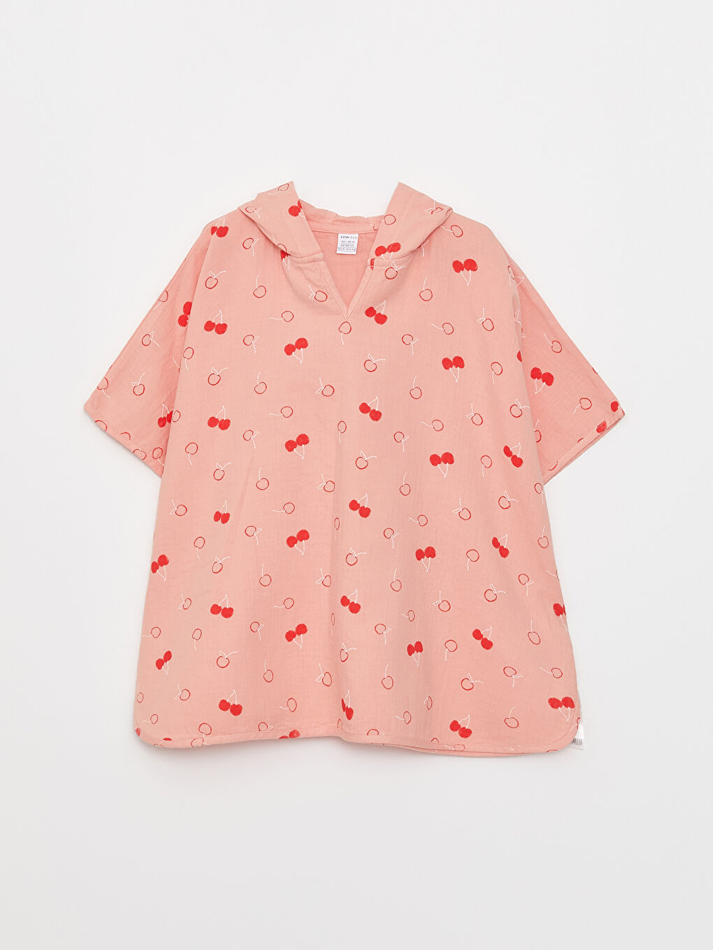 Mercan Kapüşonlu Desenli Kız Bebek Bornoz