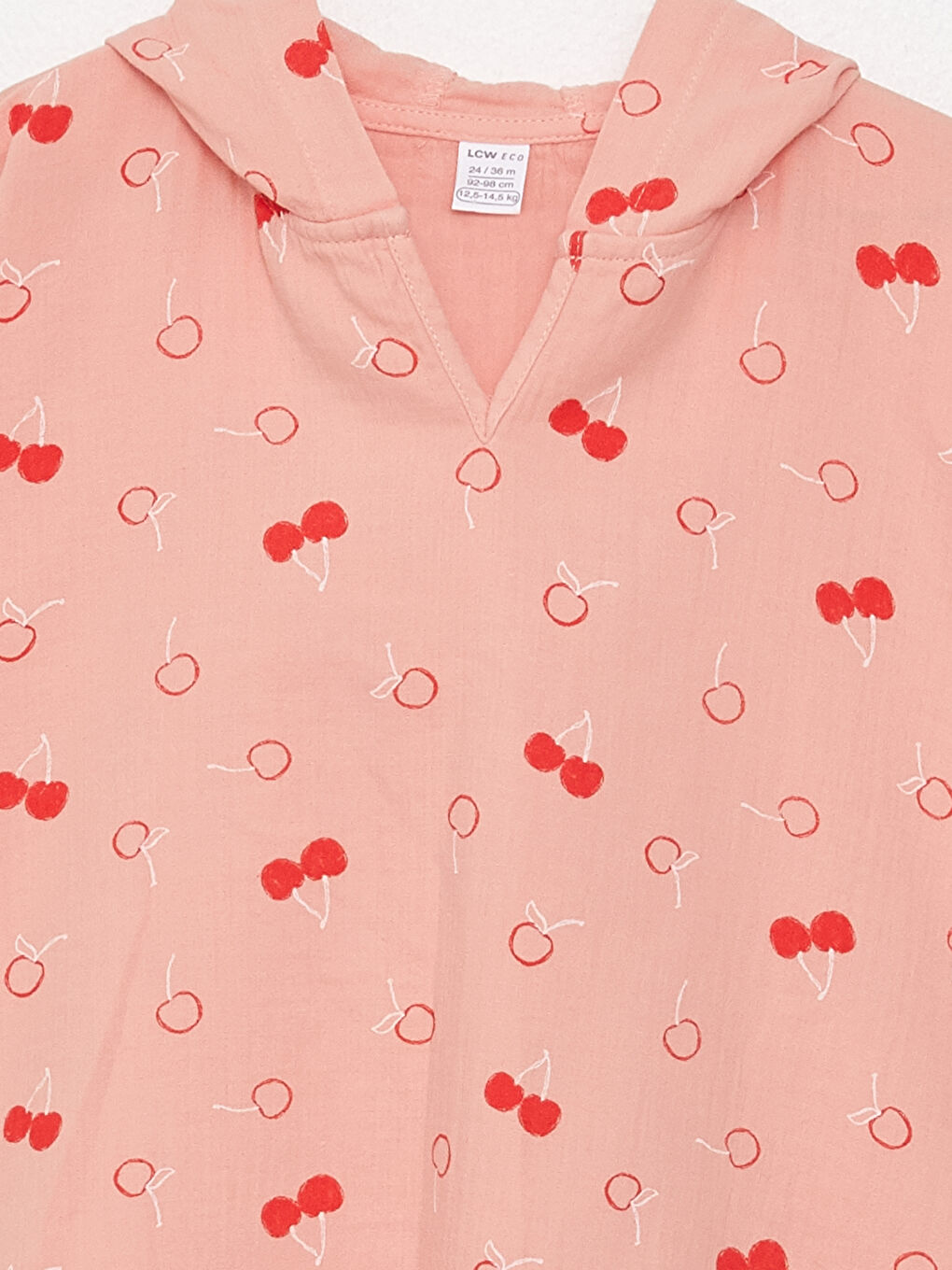 Mercan Kapüşonlu Desenli Kız Bebek Bornoz-1