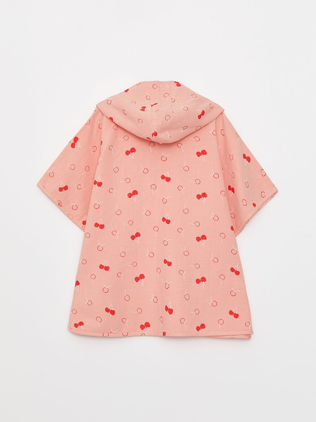 Mercan Kapüşonlu Desenli Kız Bebek Bornoz-2