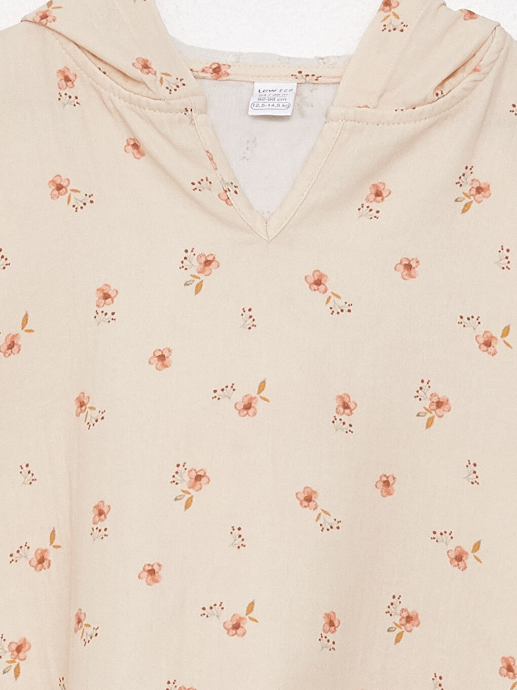 Ekru Kapüşonlu Desenli Kız Bebek Bornoz-1