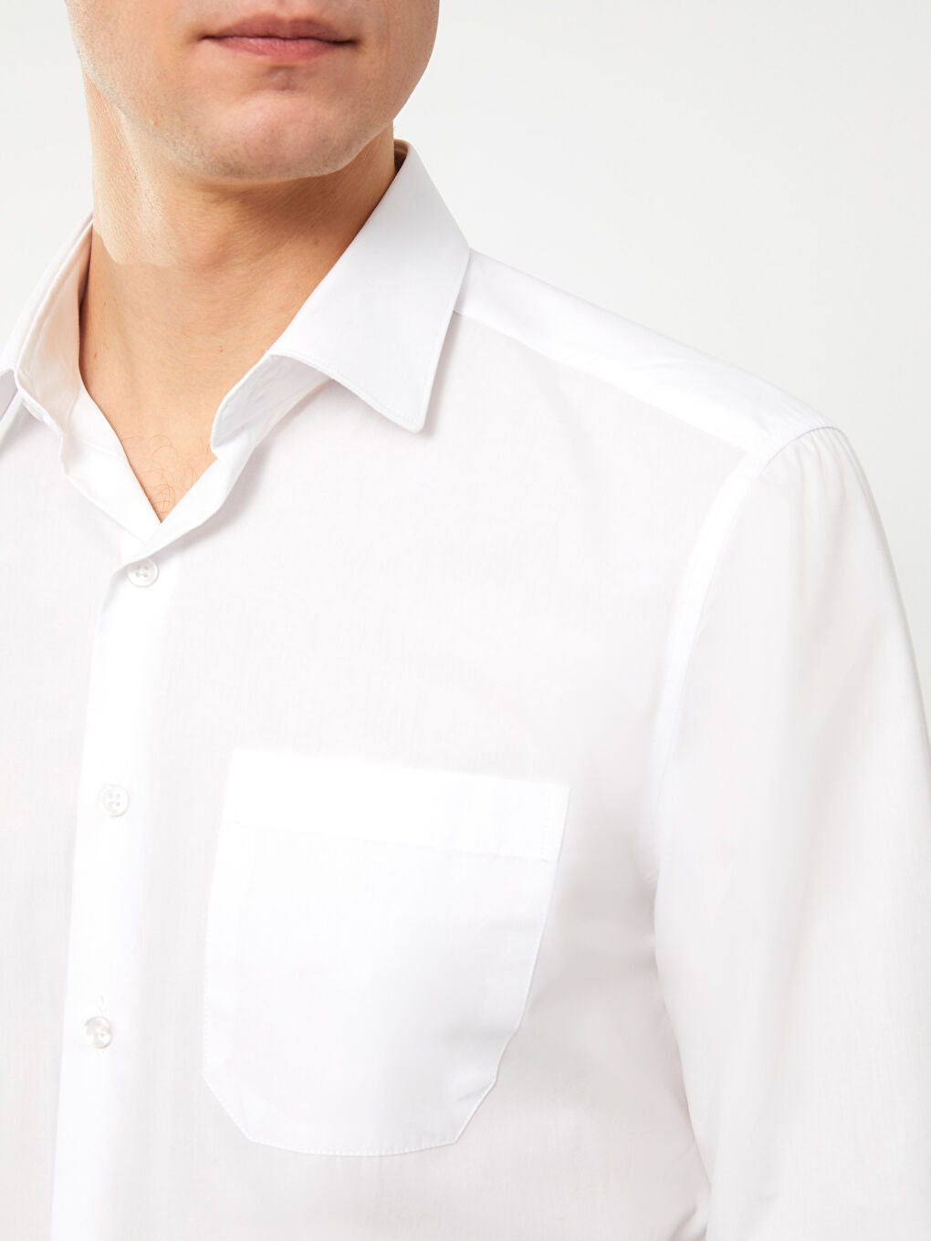Regular Fit Long Sleeve Poplin Men's Shirt -S3AO28Z8-Q6K