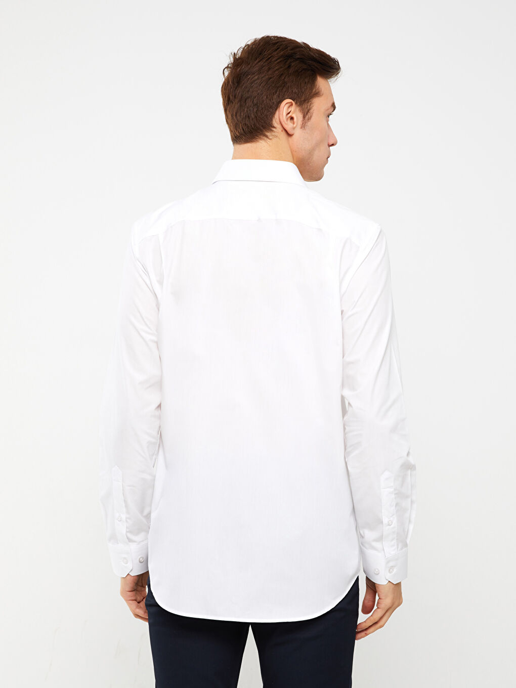 Regular Fit Long Sleeve Poplin Men's Shirt -S3AO28Z8-Q6K
