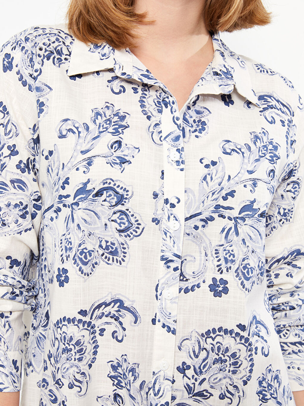 Rochie Tunică cu Guler de Cămașă Imprimată și Mânecă Lungă pentru Femei-3