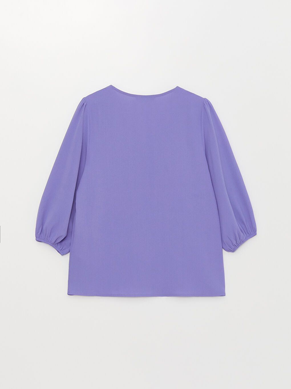 Mor Kadın V Yaka Düz Bluz-6