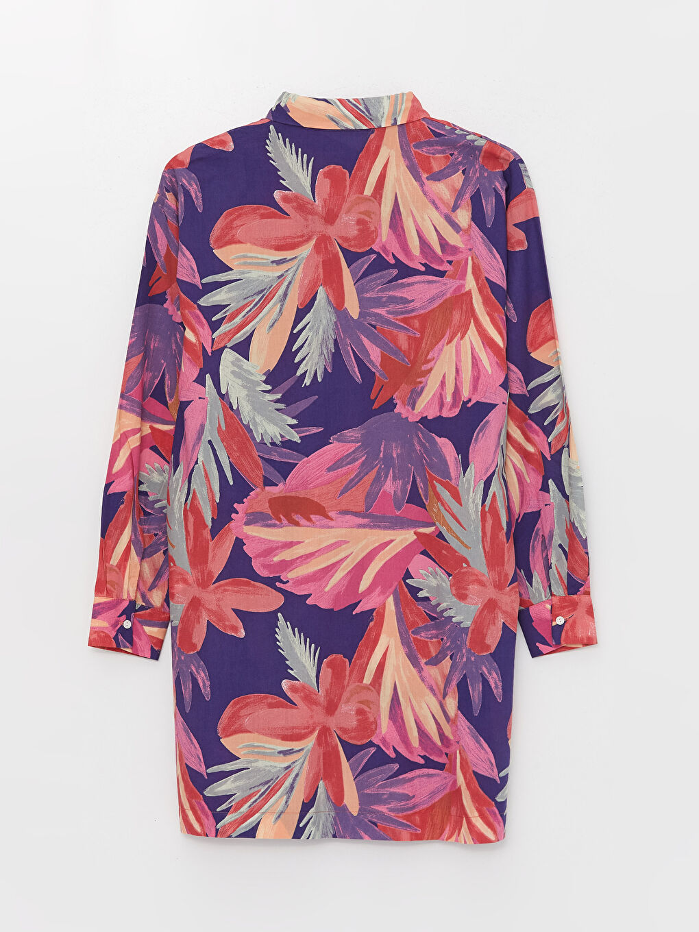 Karışık Desenli Uzun Kollu Vual Kadın Gömlek Tunik-6