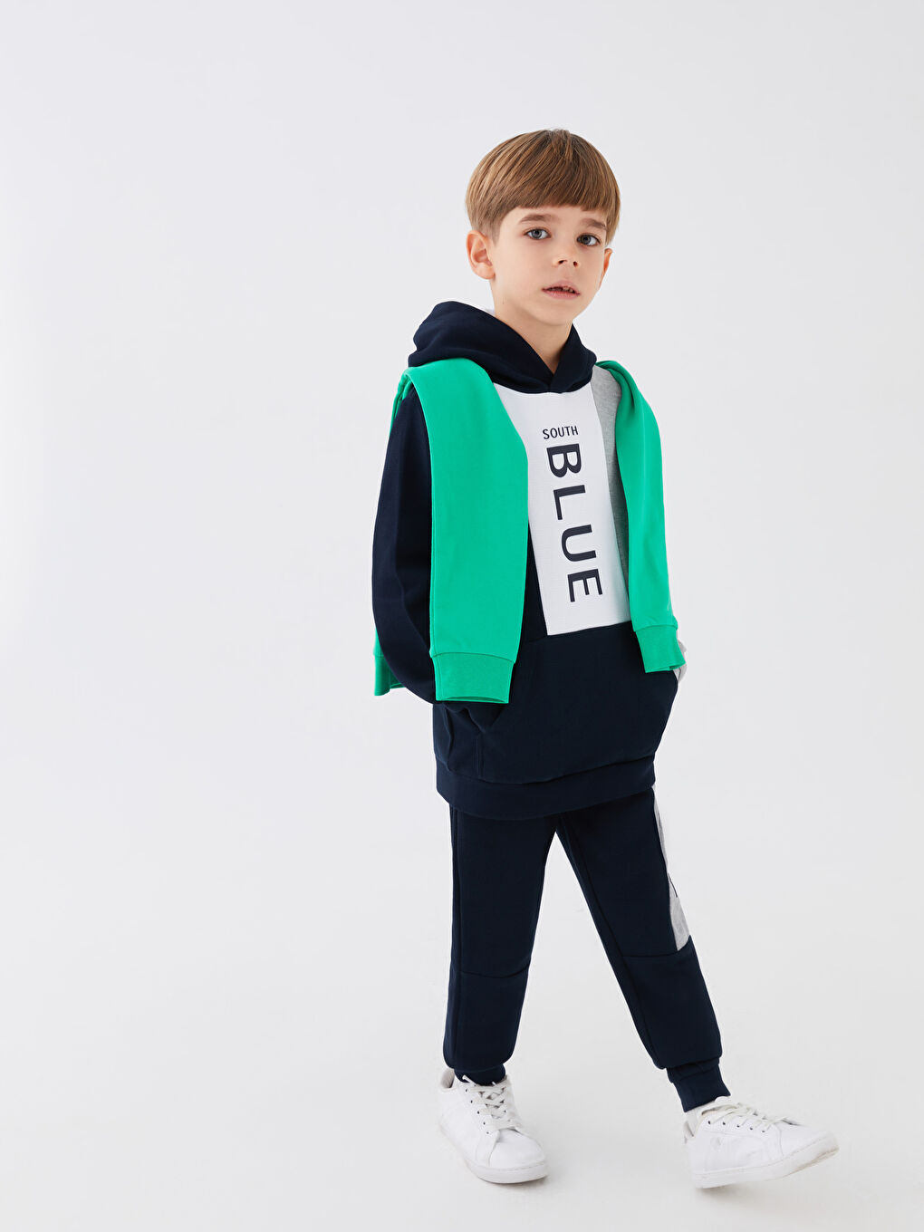 Lacivert Beli Lastikli Baskılı Erkek Çocuk Jogger Eşofman Altı