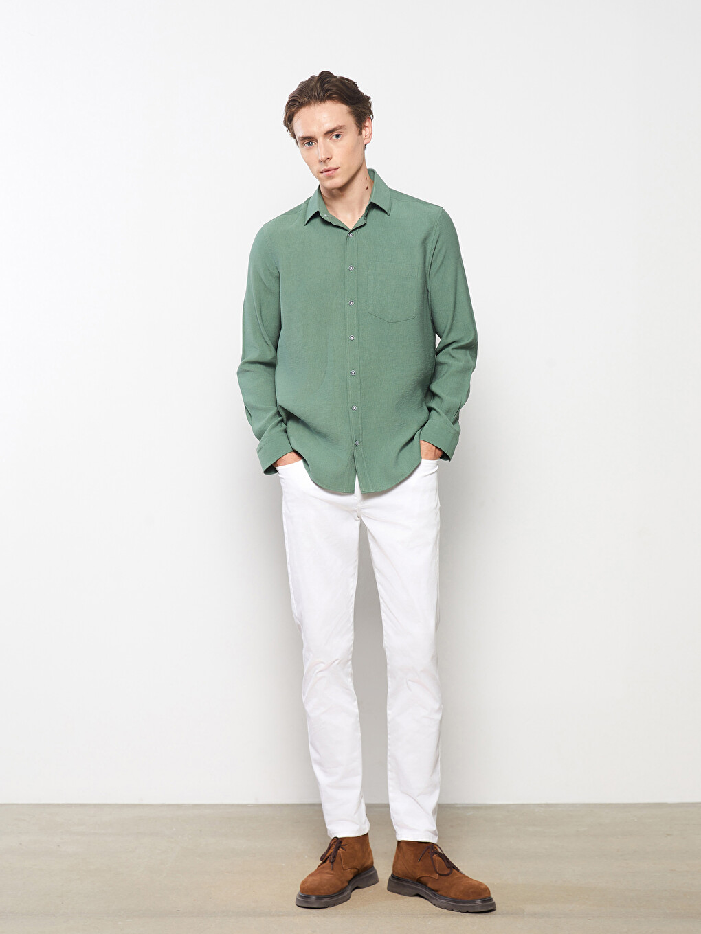 Regular Fit Long Sleeve Men's Shirt-3