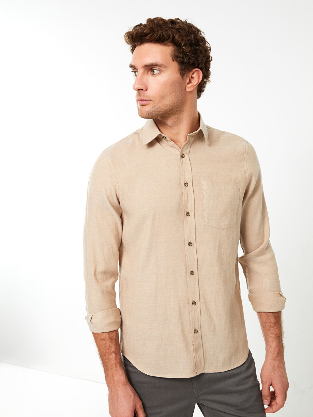 LCW ECO Regular Fit Long Sleeve Men's Shirt -S3AO48Z8-SZV