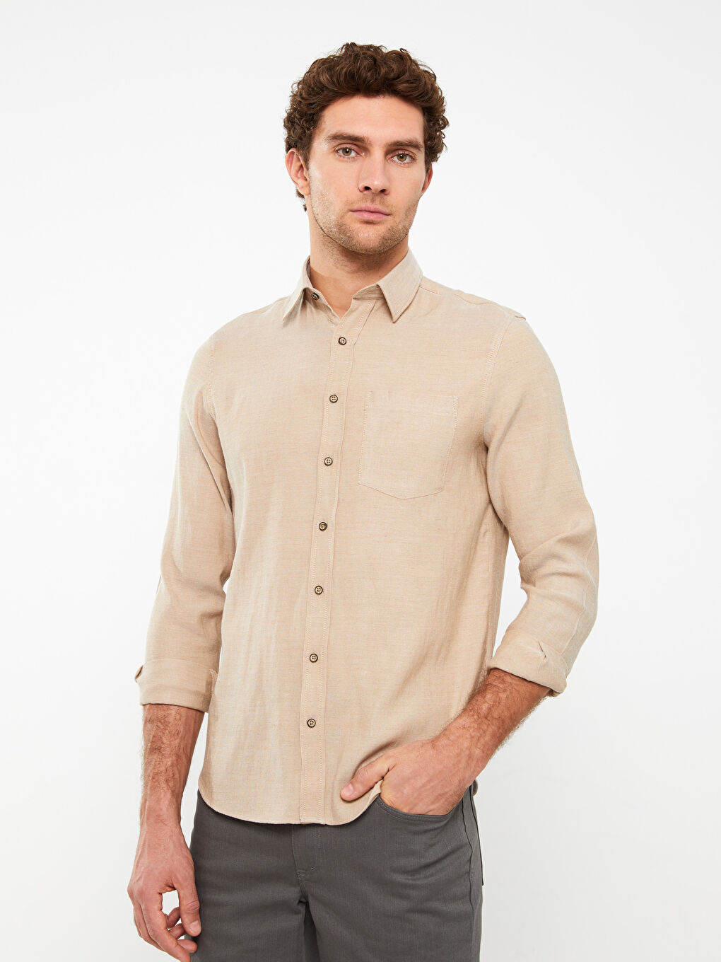 LCW ECO Regular Fit Long Sleeve Men's Shirt -S3AO48Z8-SZV