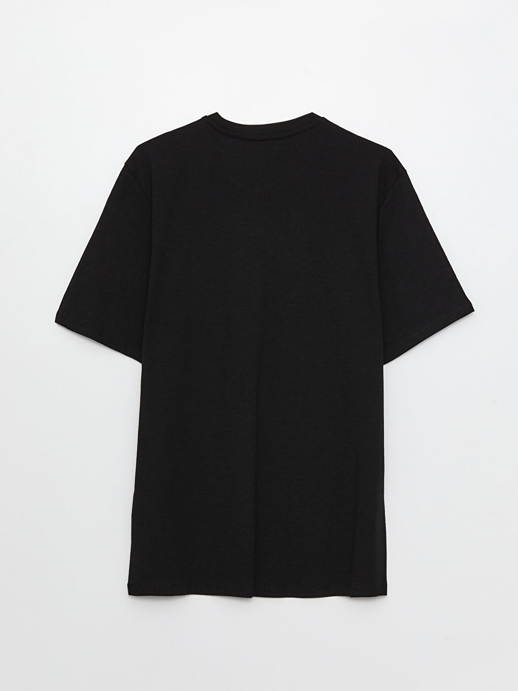 Siyah Bisiklet Yaka Kısa Kollu Erkek Tişört-6