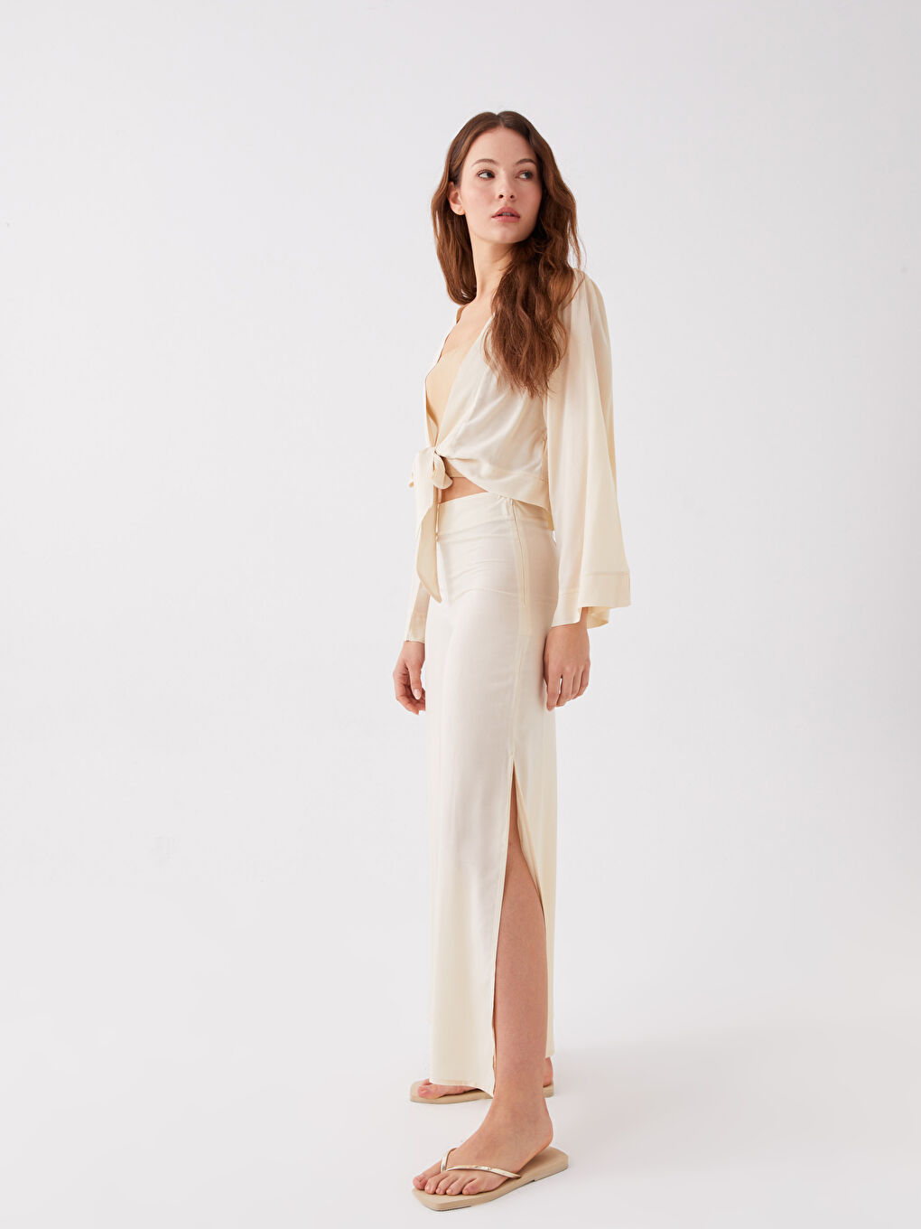 Women's Zip-Front Plain Beach Pants -S3AO72Z8-KNB