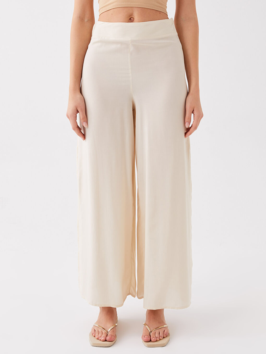 Women's Zip-Front Plain Beach Pants -S3AO72Z8-KNB