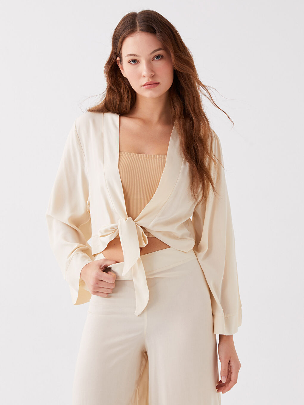 LCW DREAM Bej Şal Yaka Kadın Kimono - 1