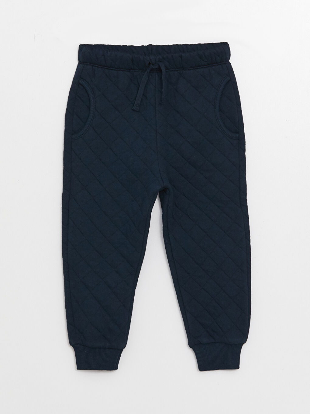 Lacivert Beli Lastikli Kendinden Desenli Erkek Bebek Eşofman Alt