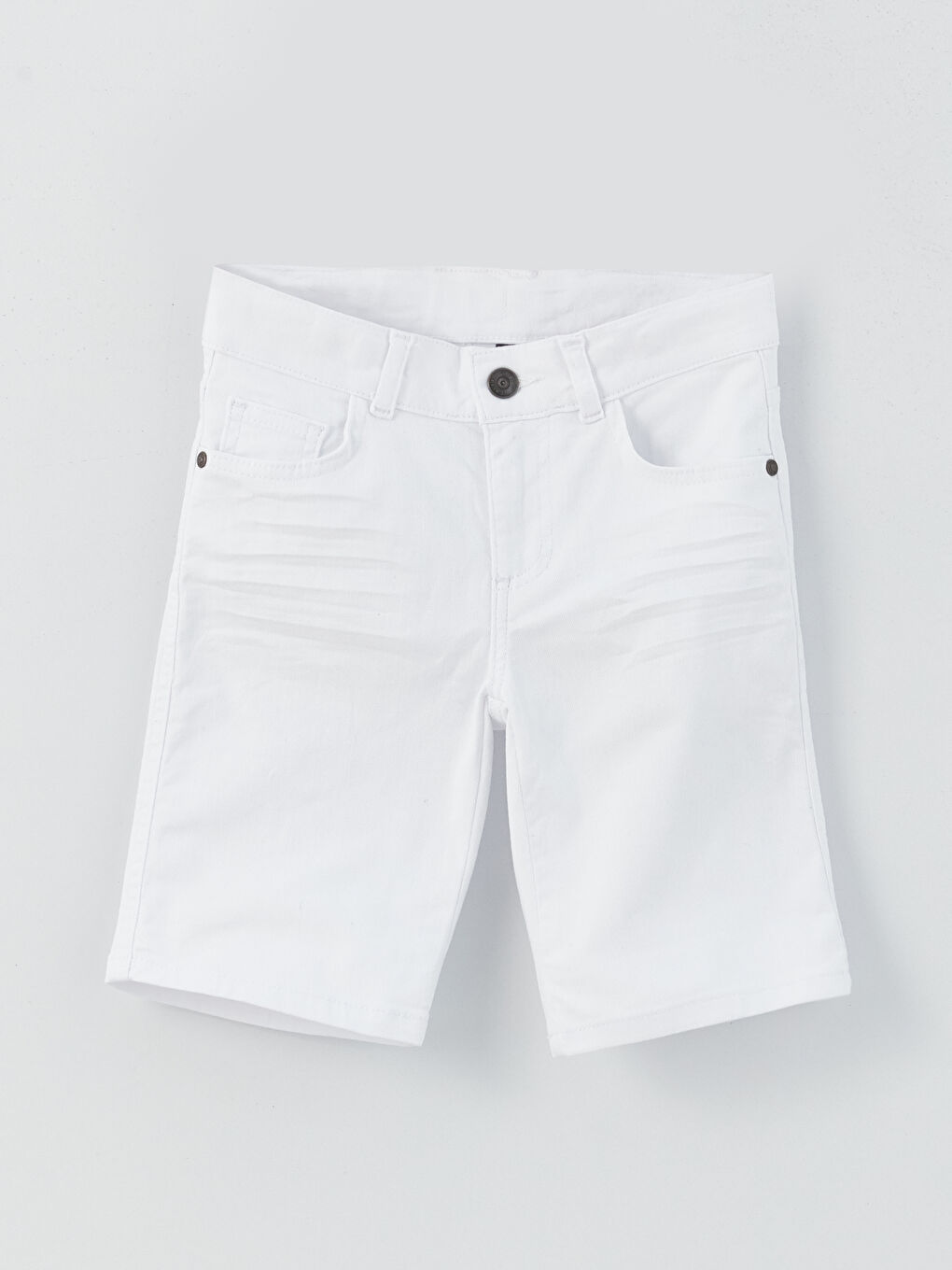 Beyaz Basic Gabardin Erkek Çocuk Şort