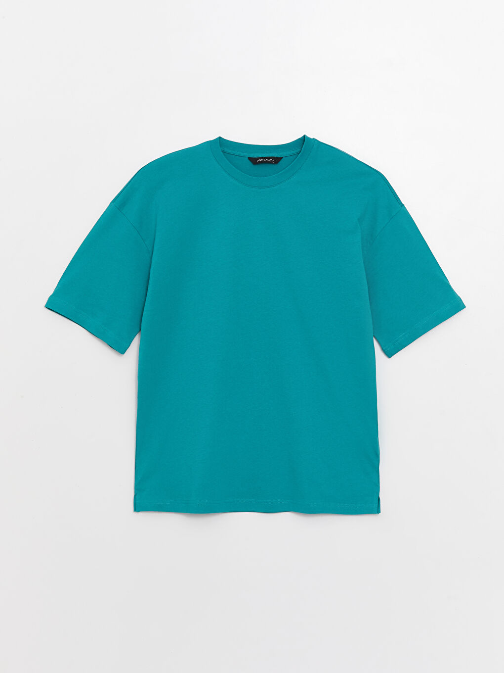 Turkuaz Bisiklet Yaka Penye Erkek Tişört-5