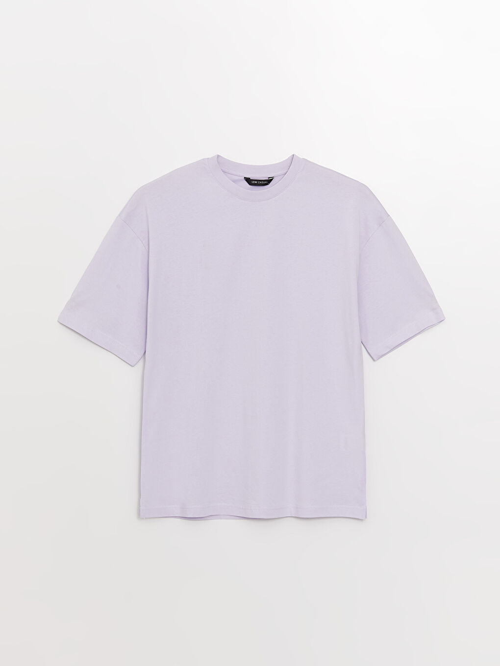 Lila Bisiklet Yaka Penye Erkek Tişört-5