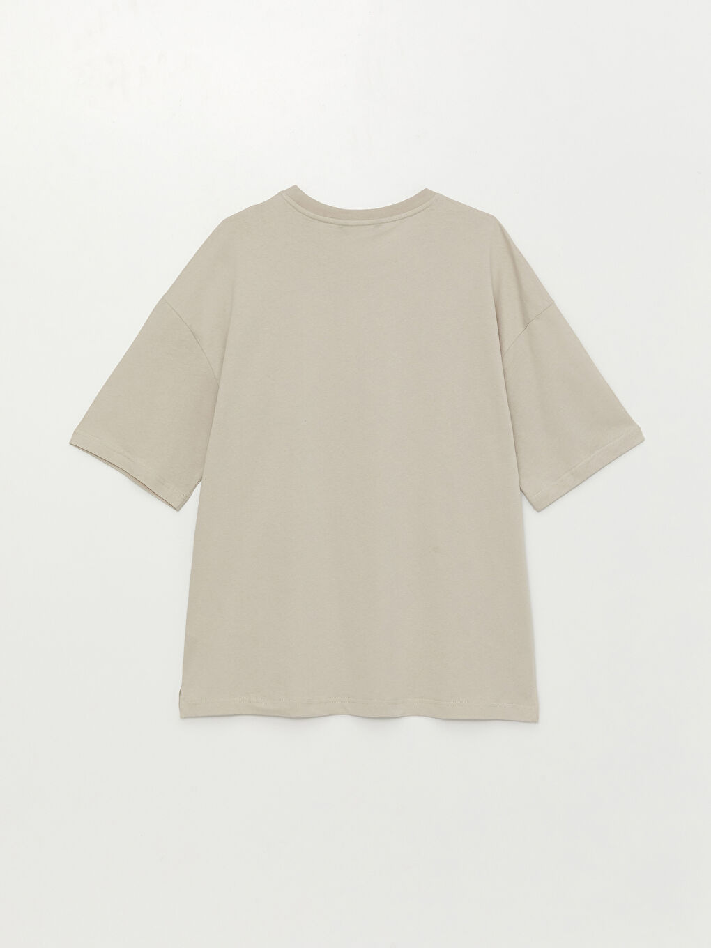 Bej Bisiklet Yaka Penye Erkek Tişört-6