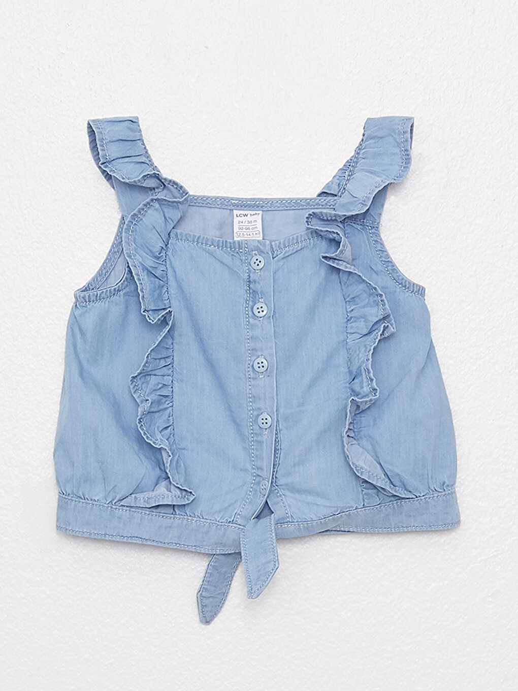 Quadratischer Kragen Hängendes Baby Mädchen Jeanshemd