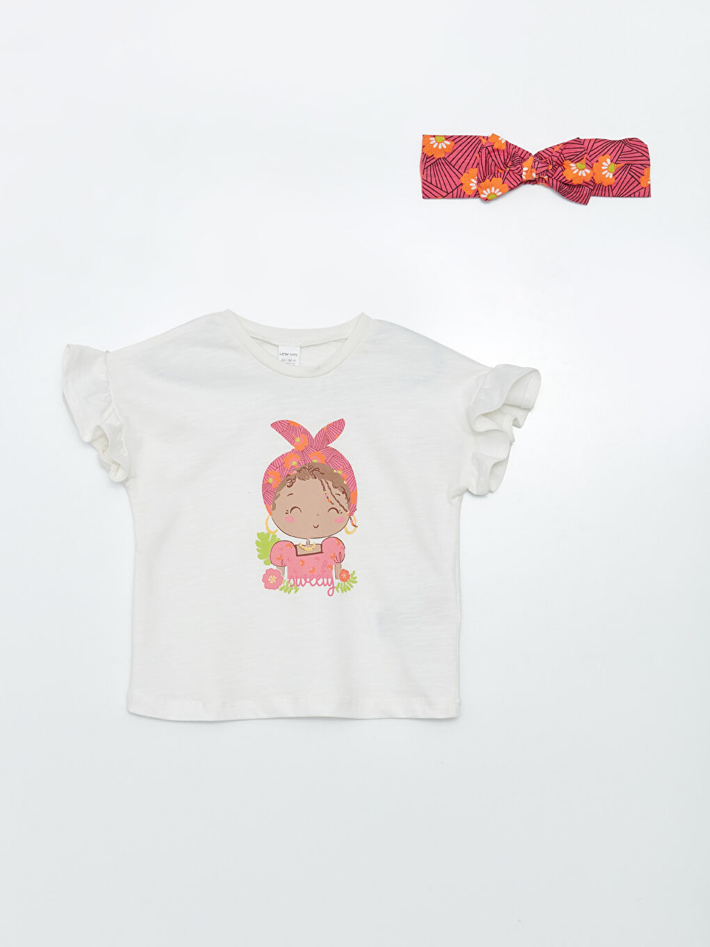 Crew Neck Short Sleeve Printed Baby Girl 3-Piece Set-1