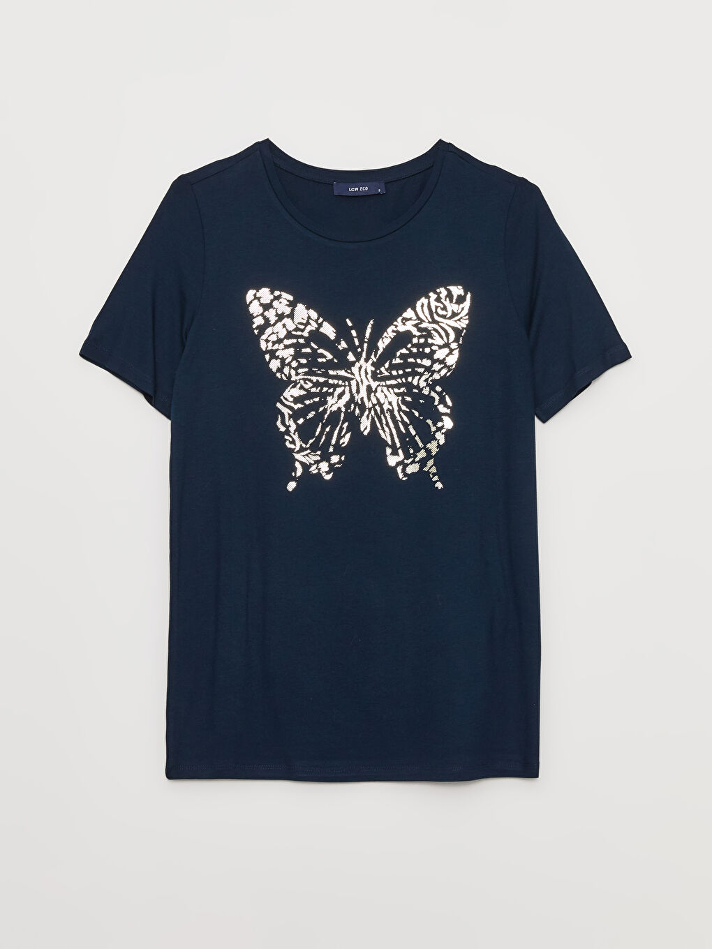 تيشيرت نسائي بأكمام قصيرة وياقة دائرية مطبوع-5