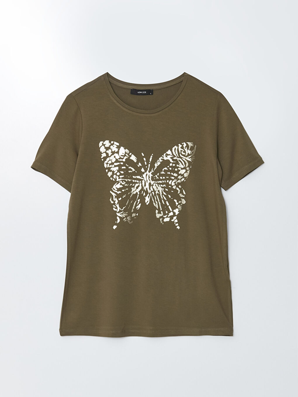 تيشيرت نسائي بأكمام قصيرة وياقة دائرية مطبوع-5