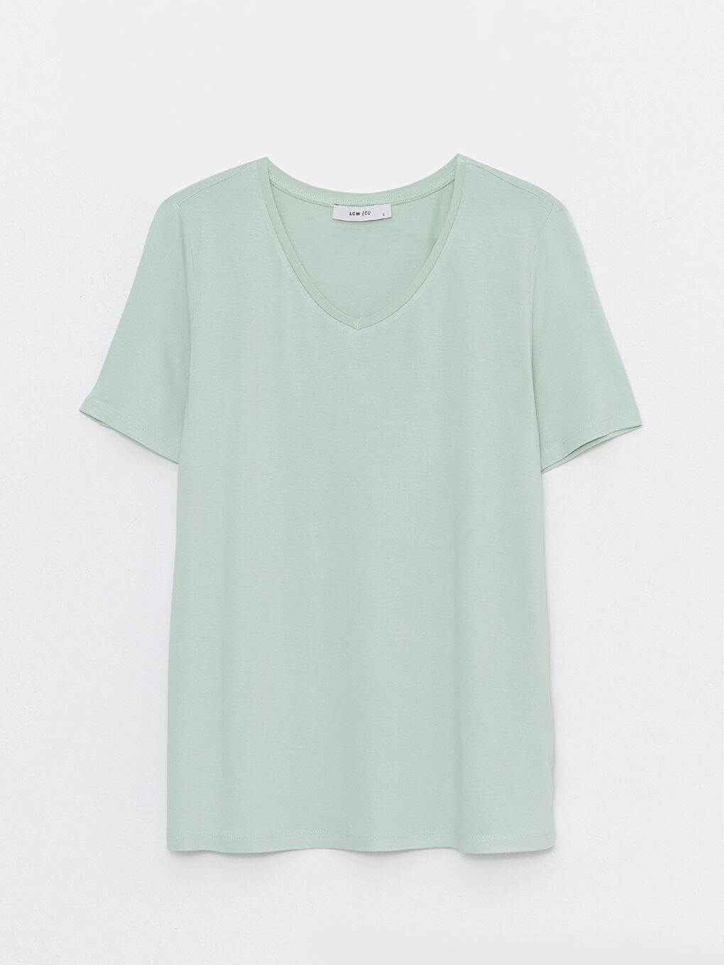 V-Neck Plain Short Sleeve Women's T-Shirt-5