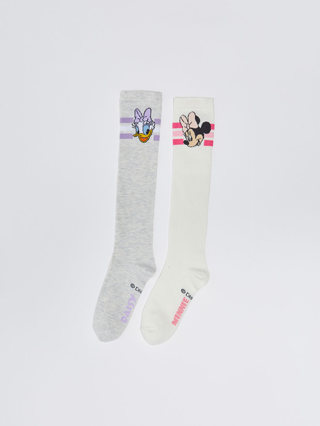 Minnie Mouse and Daisy Duck Patterned Girls' Knee High Socks 2 Pack