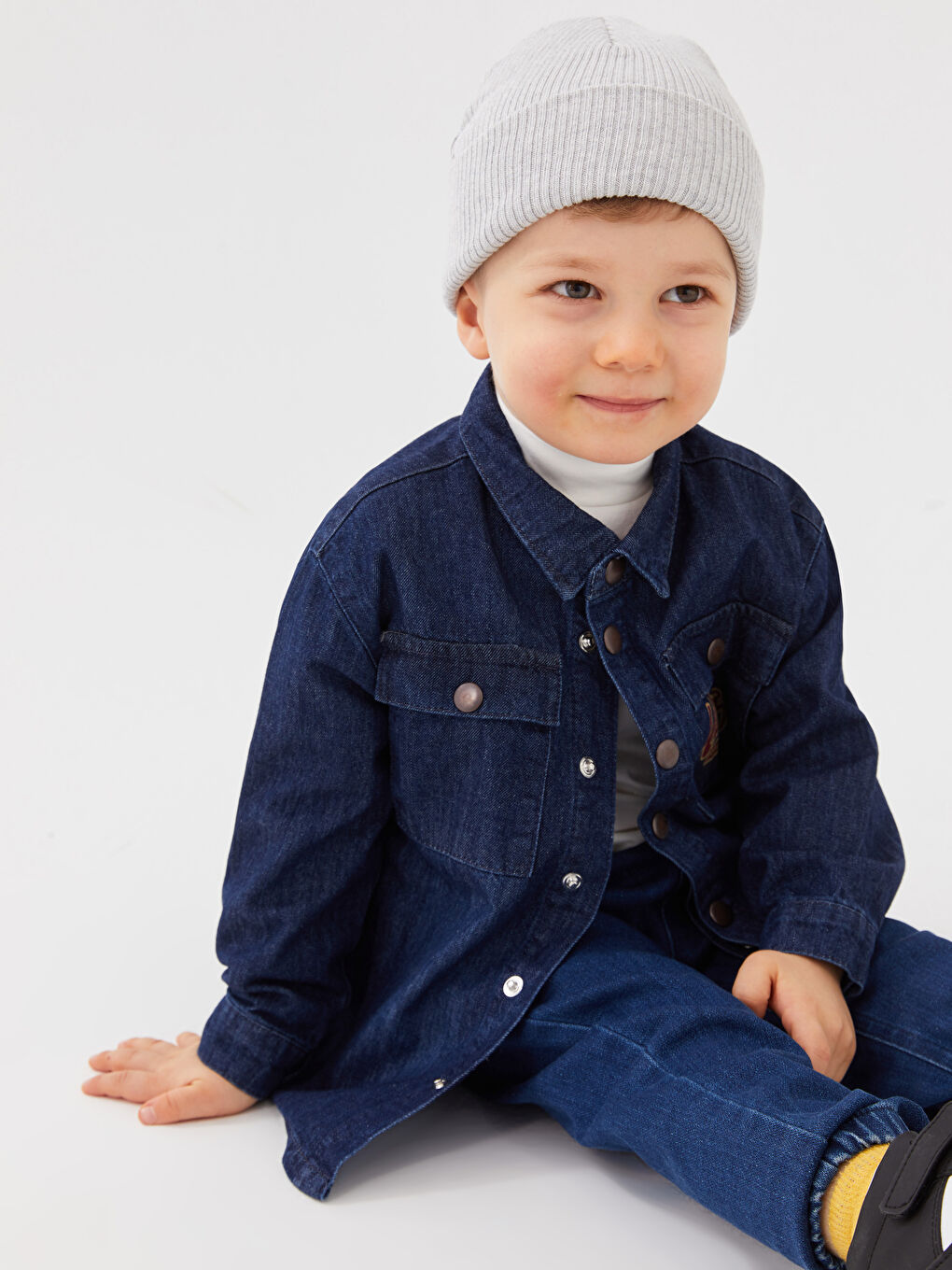 Long Sleeve Printed Baby Boy Jean Shirt-1