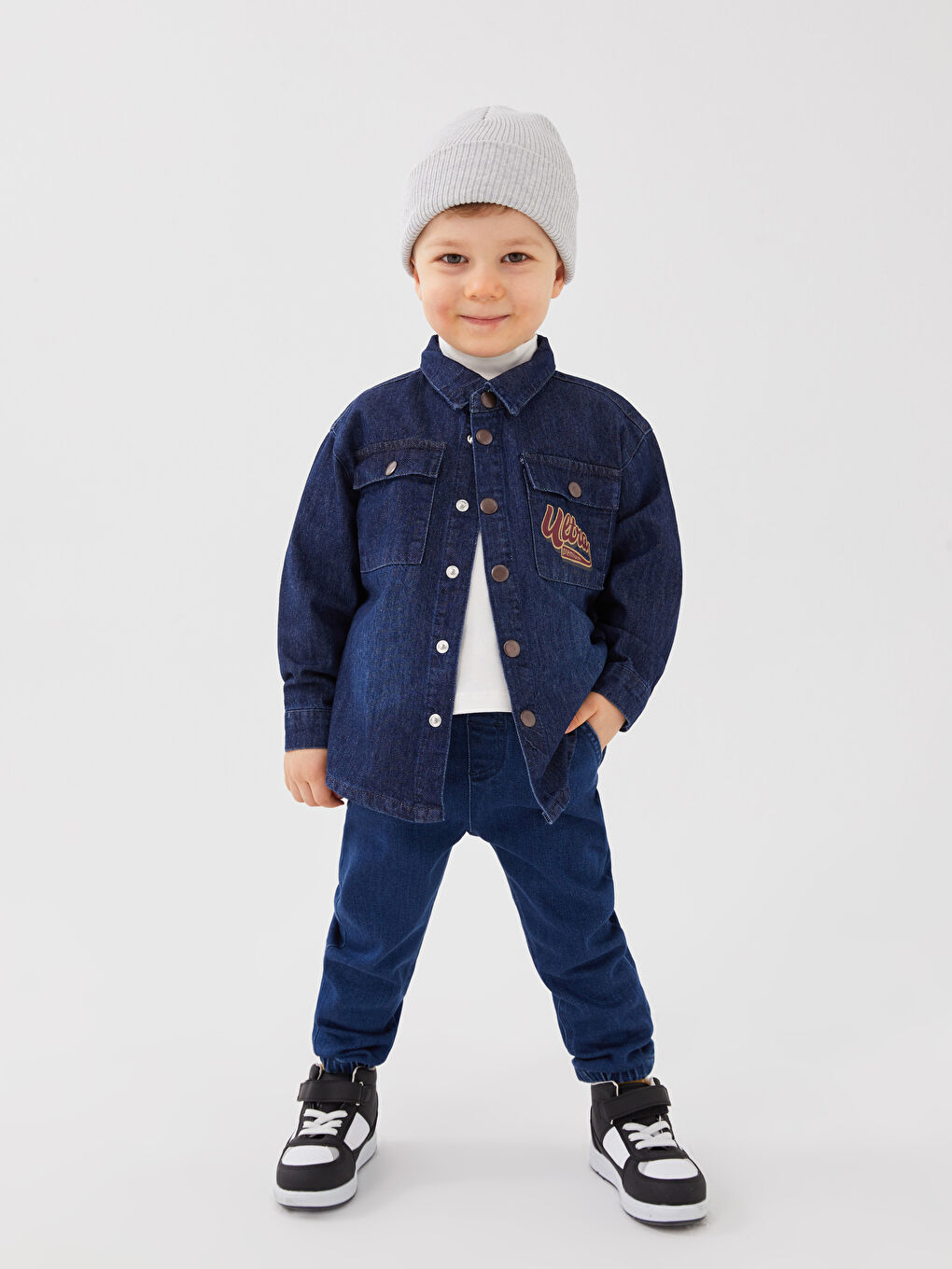 Long Sleeve Printed Baby Boy Jean Shirt-3