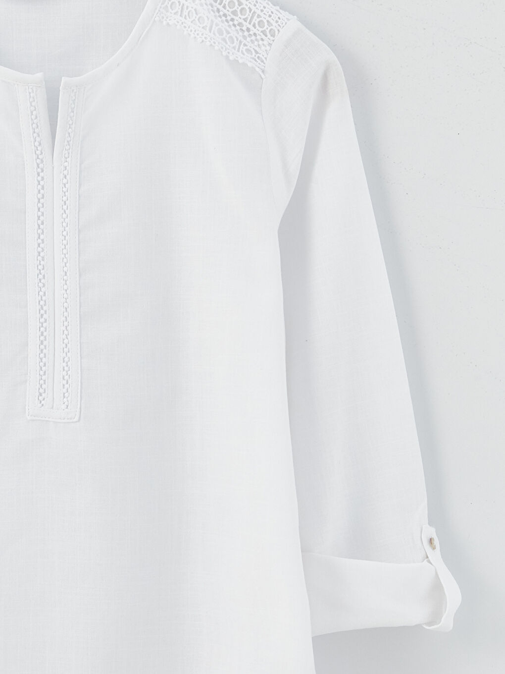 Notch Neck Plain Long Sleeve Women's Blouse-8