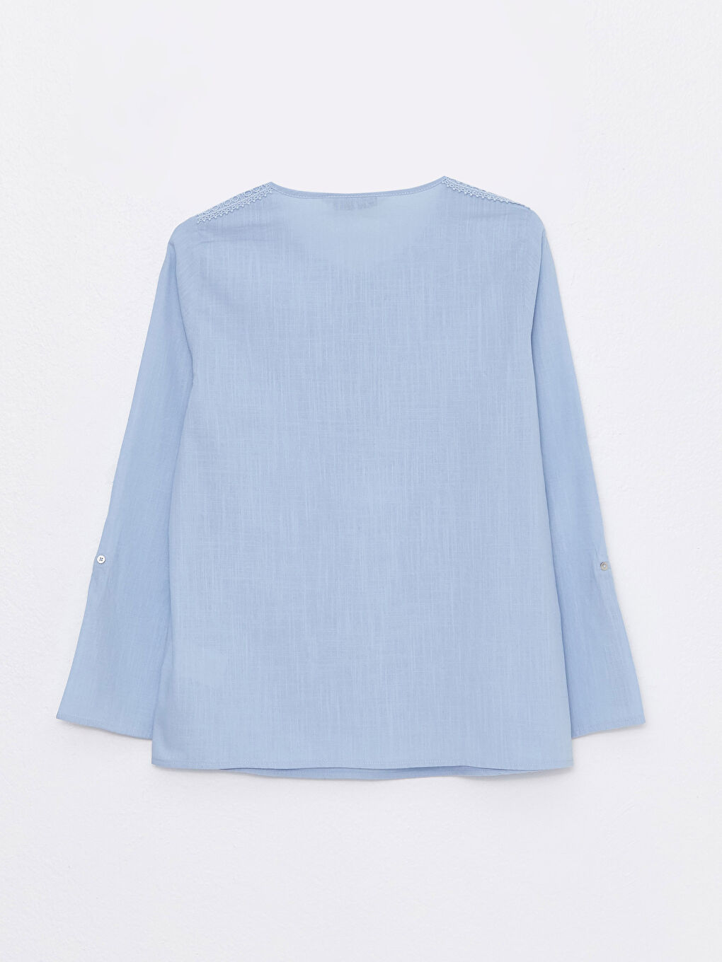 Notch Neck Plain Long Sleeve Women's Blouse-6