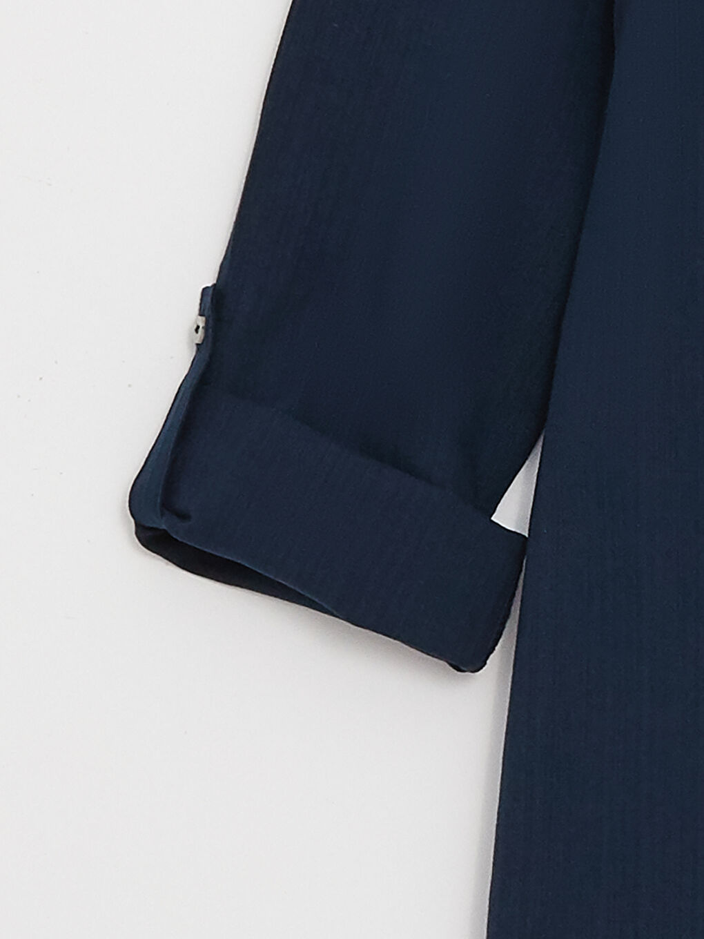 Lacivert Kaçık Yaka Düz Uzun Kollu Kadın Bluz-8