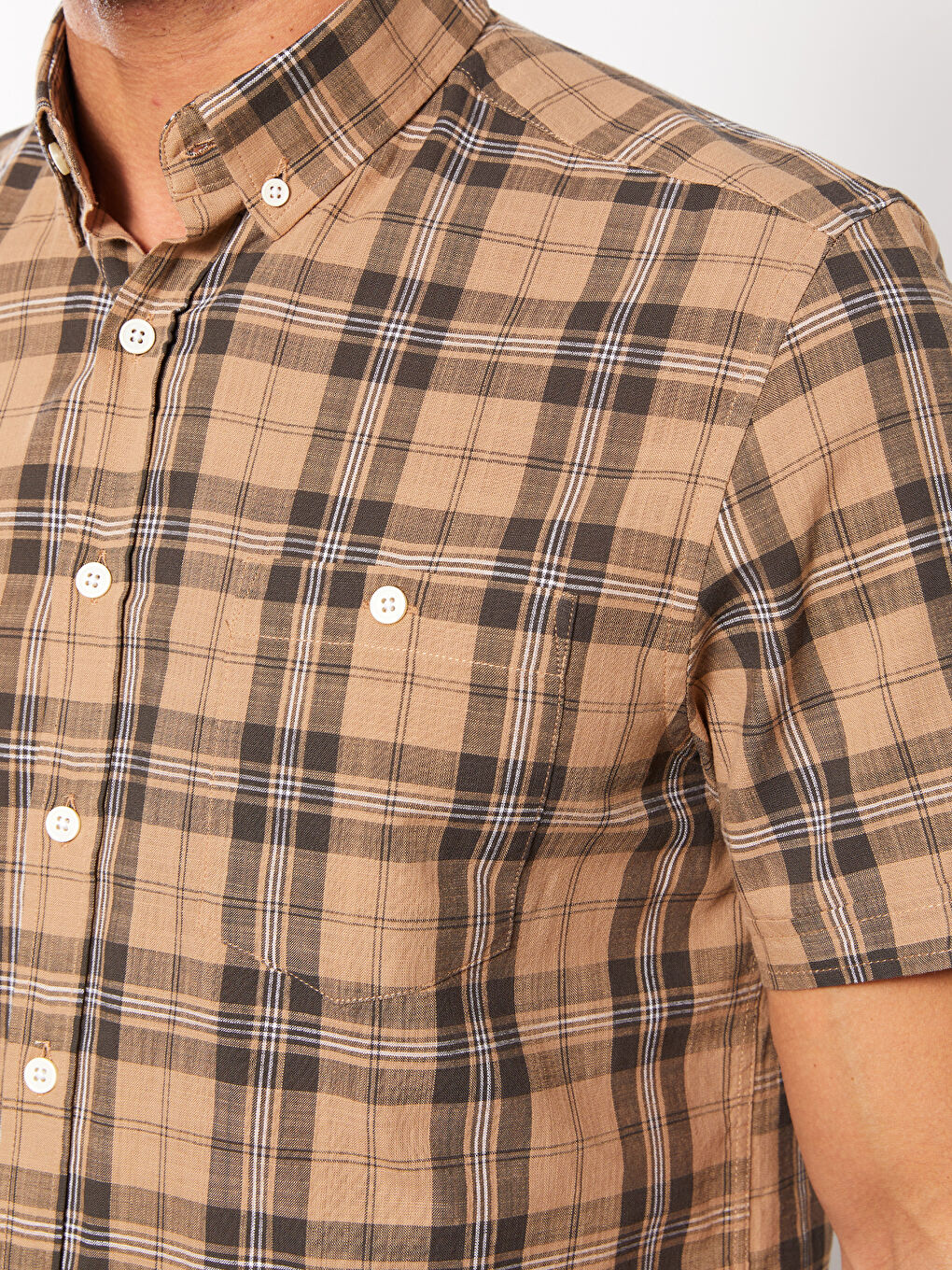 LCWAIKIKI Classic Regular Fit Short Sleeve Plaid Poplin Men's Shirt -S3AQ06Z8-LLL