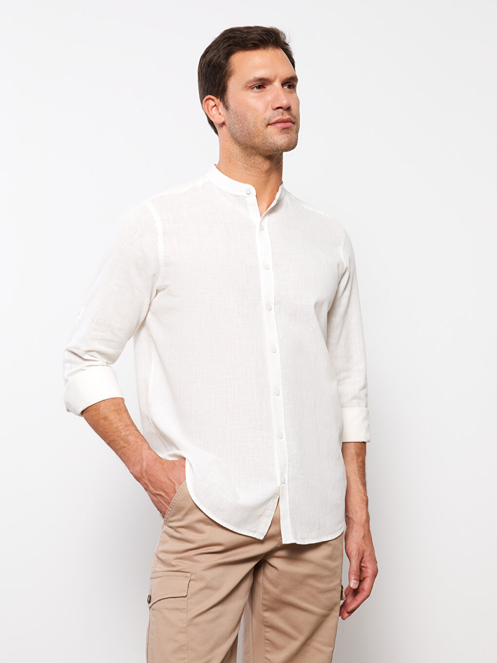 SOUTHBLUE Regular Fit Long Sleeve Linen Blend Men's Shirt -S3AQ07Z8-R9J