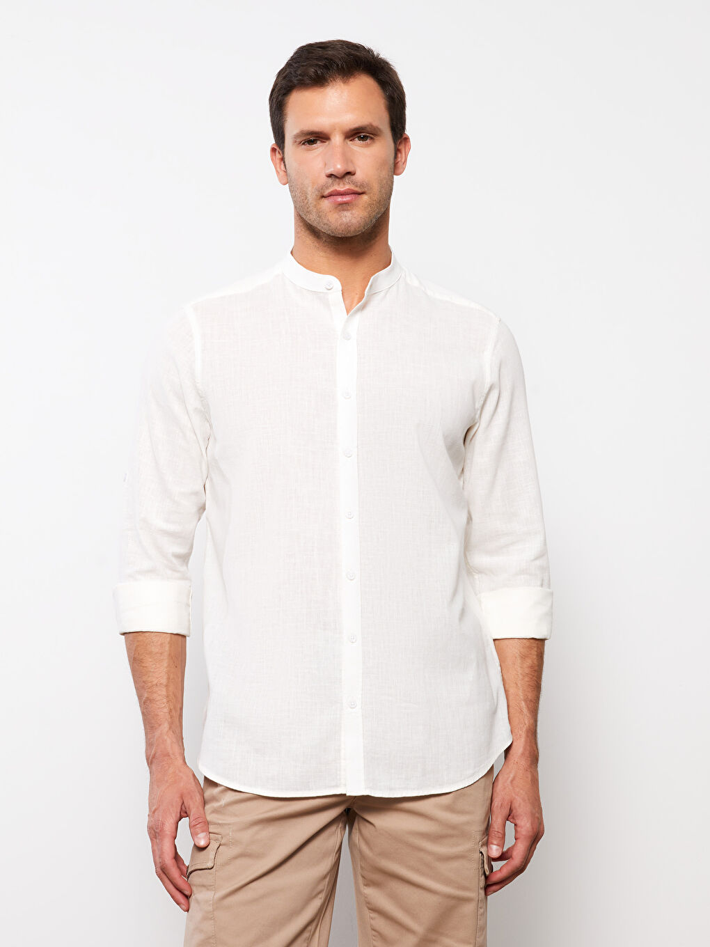 SOUTHBLUE Regular Fit Long Sleeve Linen Blend Men's Shirt -S3AQ07Z8-R9J