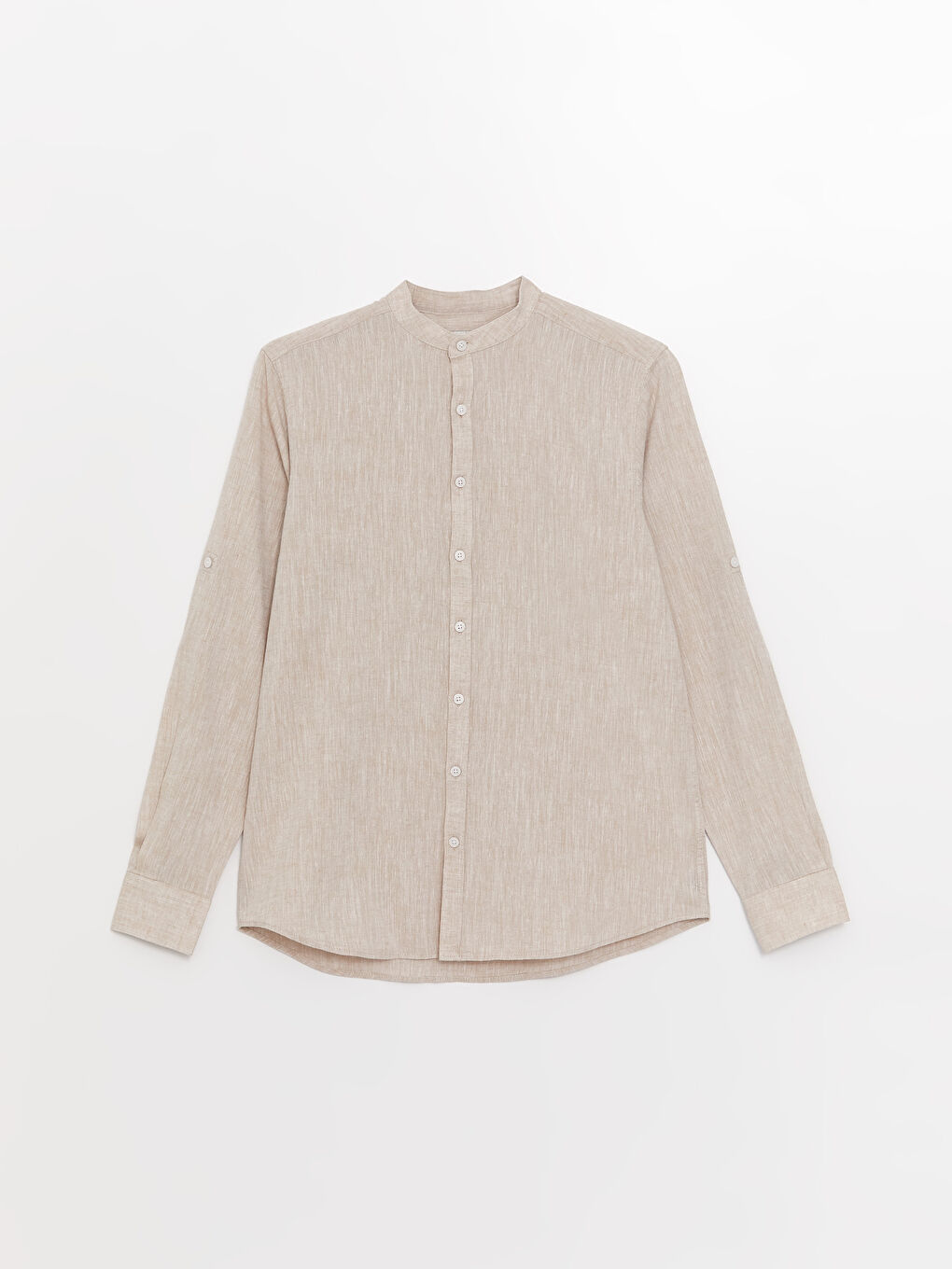 ерлерге арналған зығыр қоспасы стандартты пішім ұзын жең жейде-5