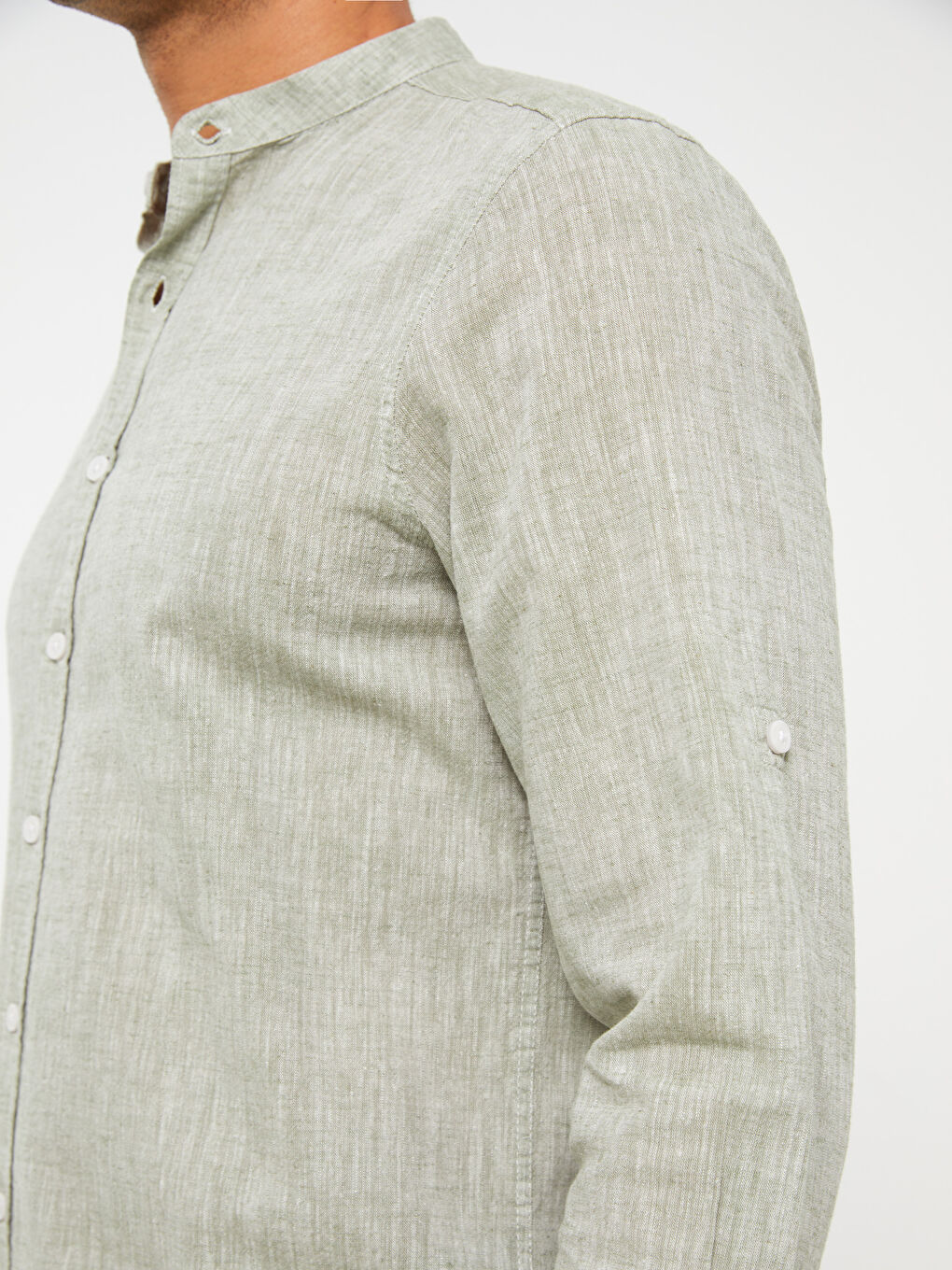 Regular Fit Long Sleeve Linen Blend Men's Shirt-2