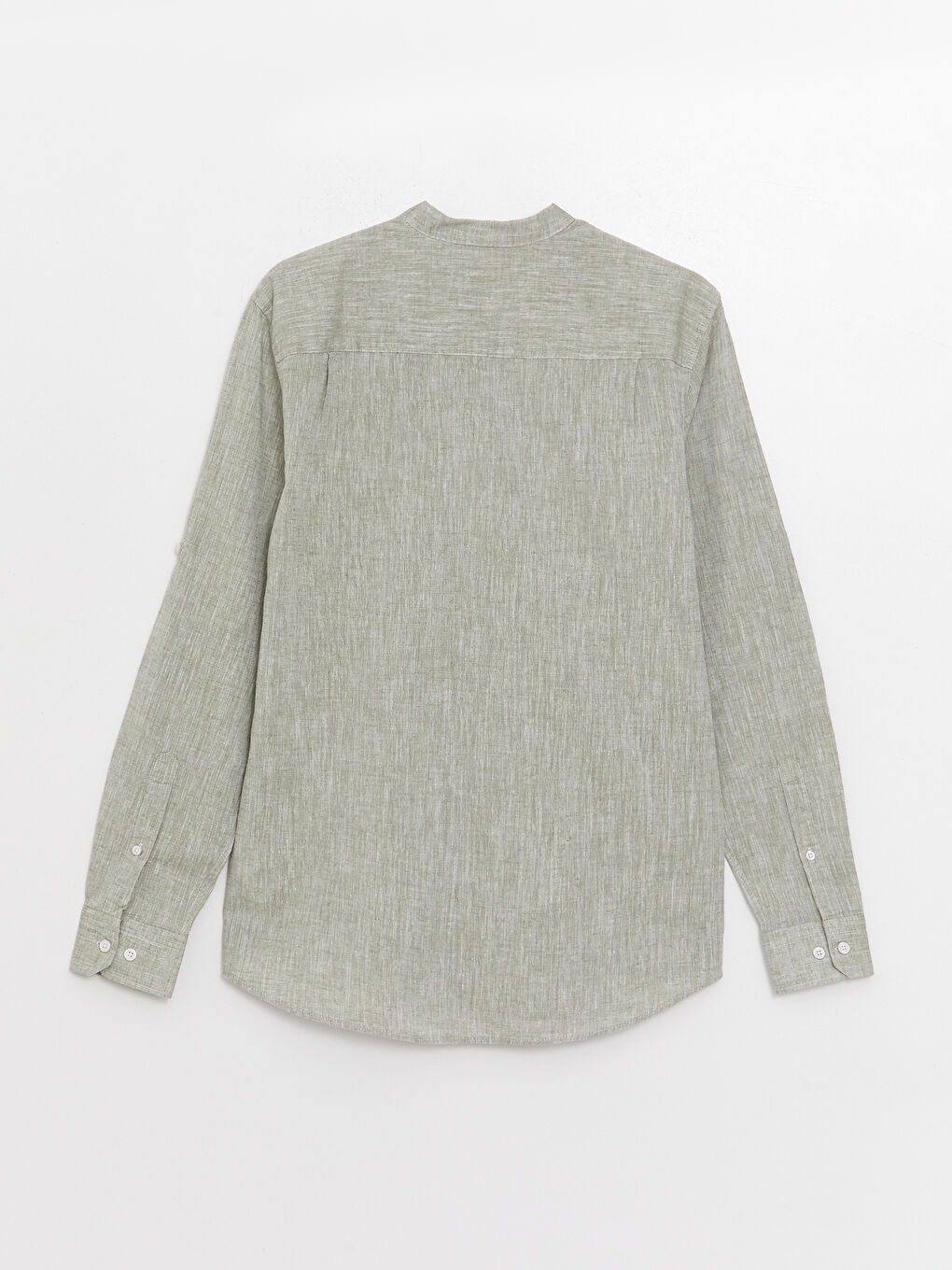 Regular Fit Long Sleeve Linen Blend Men's Shirt-5