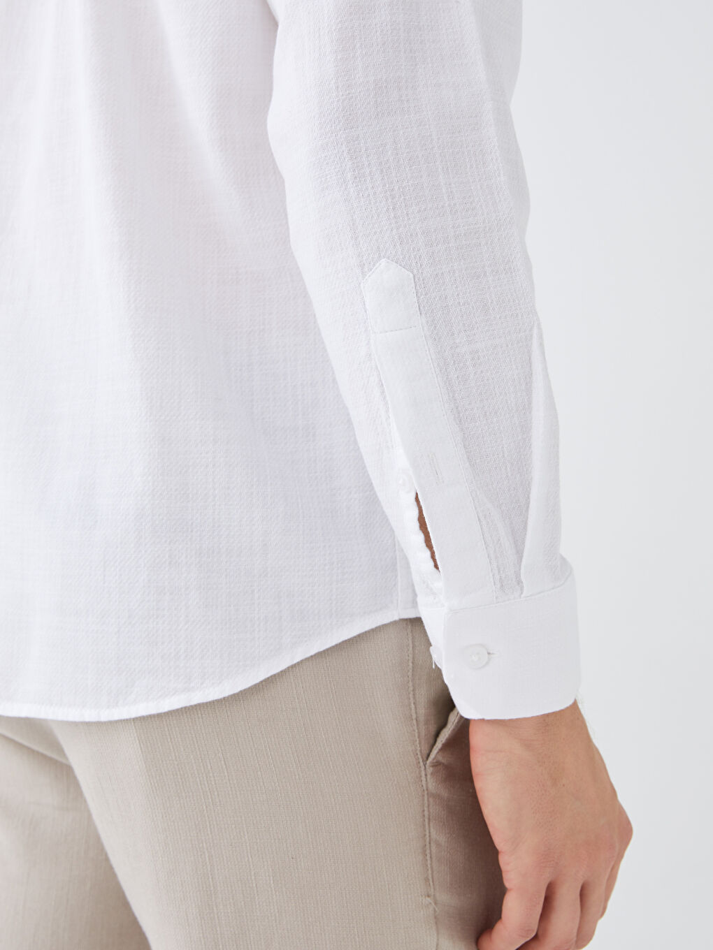 Chemise pour Hommes à Manches Longues en Tissu Dobby Coupe Régulière-3