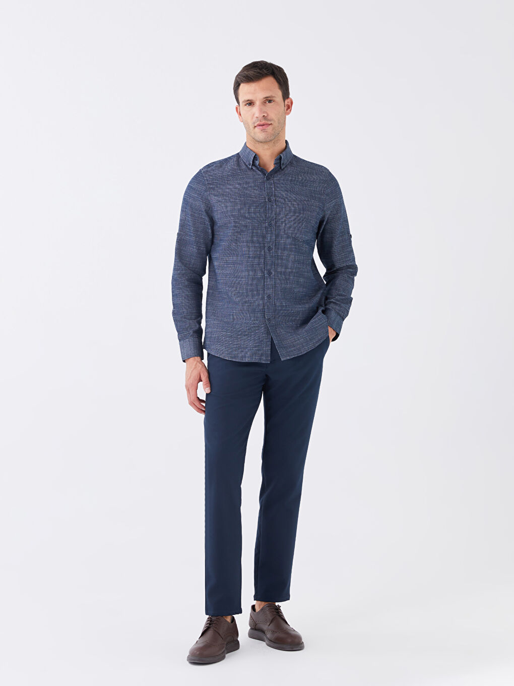 ерлерге арналған добби матасы ұзын жең стандартты пішім жейде-2