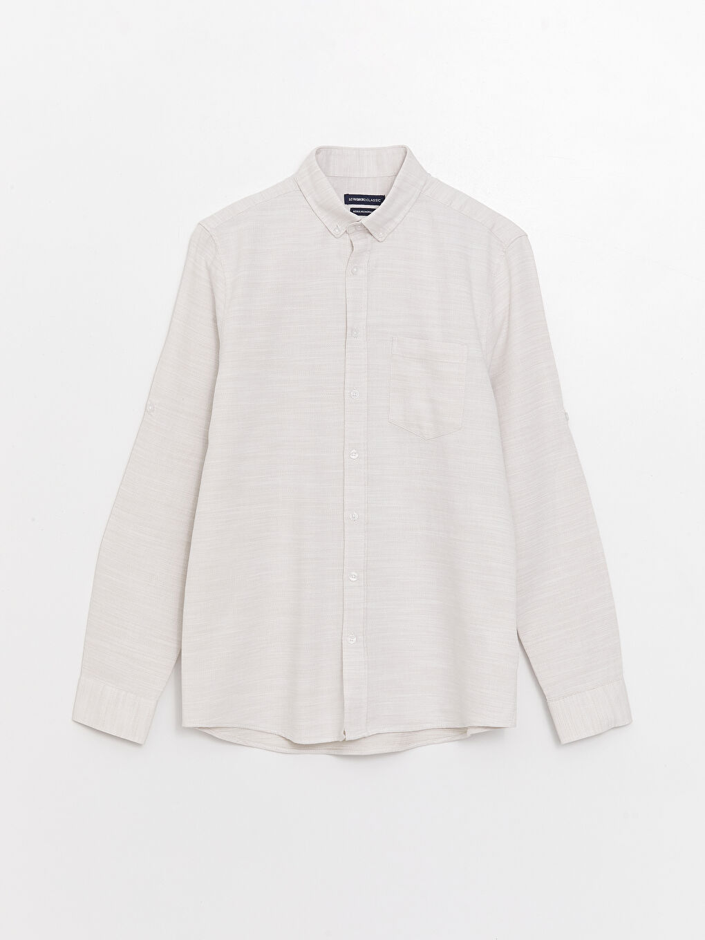 Bej Regular Fit Uzun Kollu Armürlü Erkek Gömlek-5