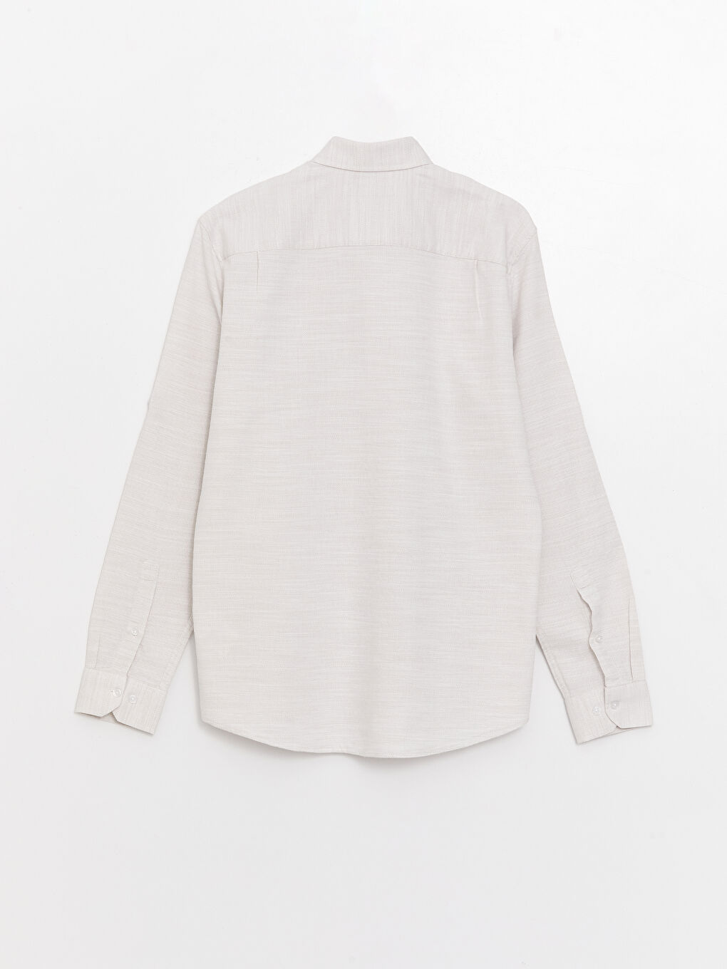 Bej Regular Fit Uzun Kollu Armürlü Erkek Gömlek-6