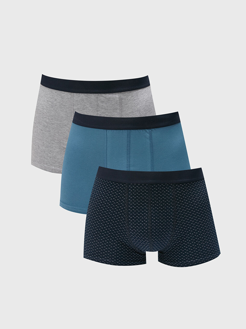 Lacivert Standart Kalıp Pamuklu Esnek Erkek Boxer 3'lü