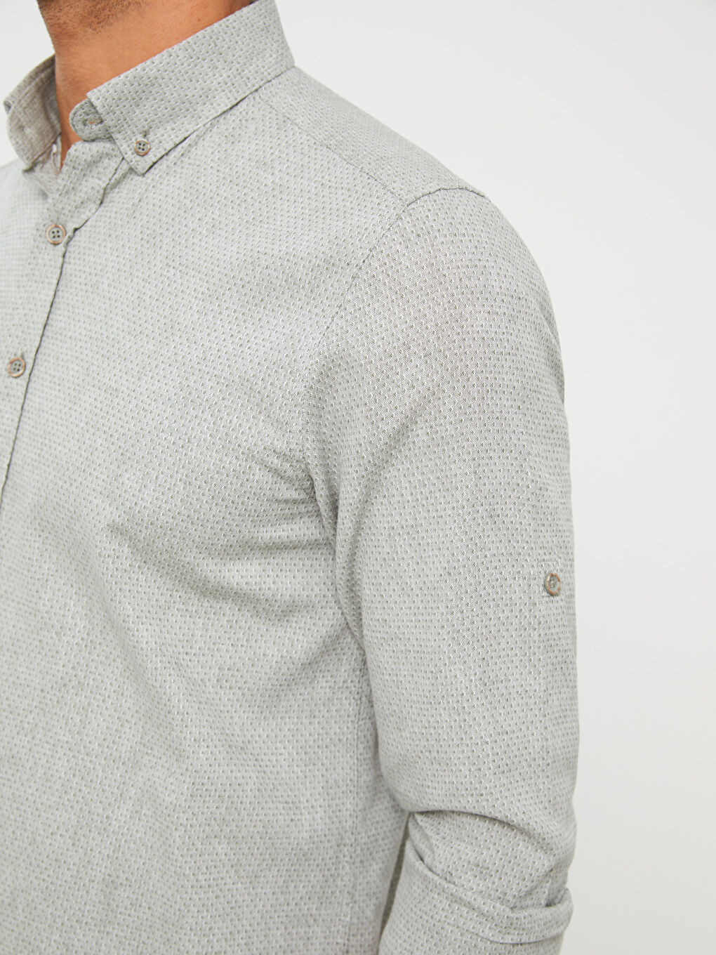 Regular Fit Long Sleeve Linen Blend Men's Shirt-3