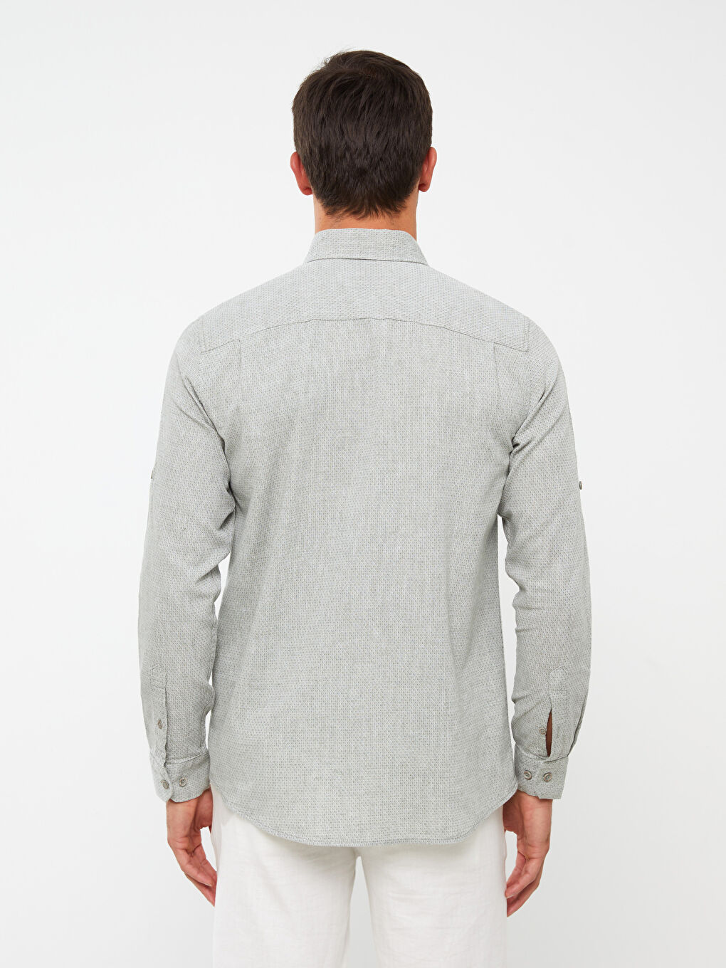 Regular Fit Long Sleeve Linen Blend Men's Shirt-4